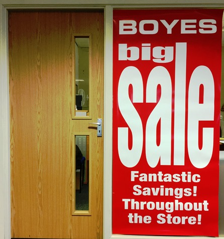 Boyes Sale signage