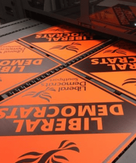 Liberal Democrat campaign sign boards