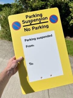 Printed parking suspension signs
