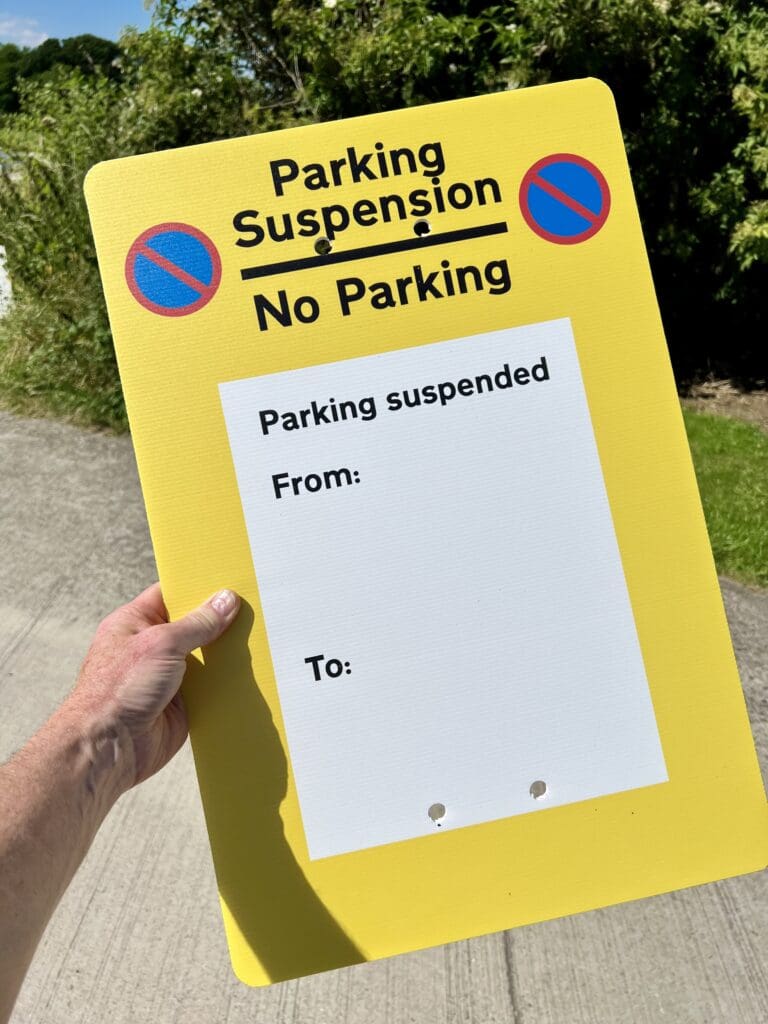 Printed parking suspension signs