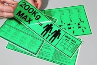 200kg max warning stickers