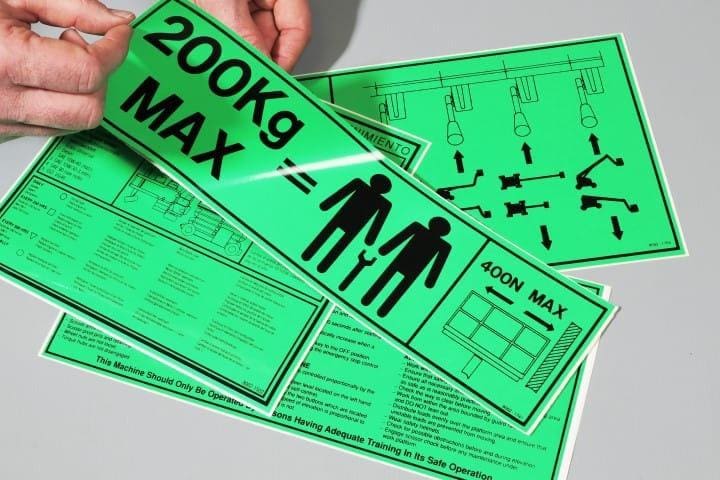 200kg max warning stickers