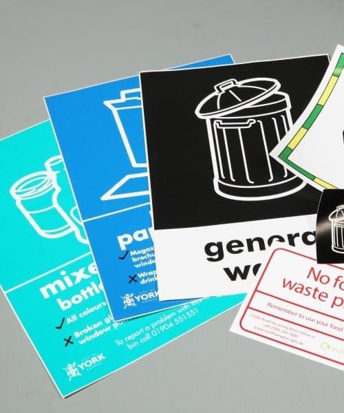 Industrial stickers for waste management