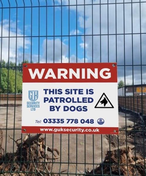Heras fence security warning signs for events and site safety
