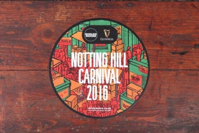 Notting hill carnival floor sticker on a wooden floor surface