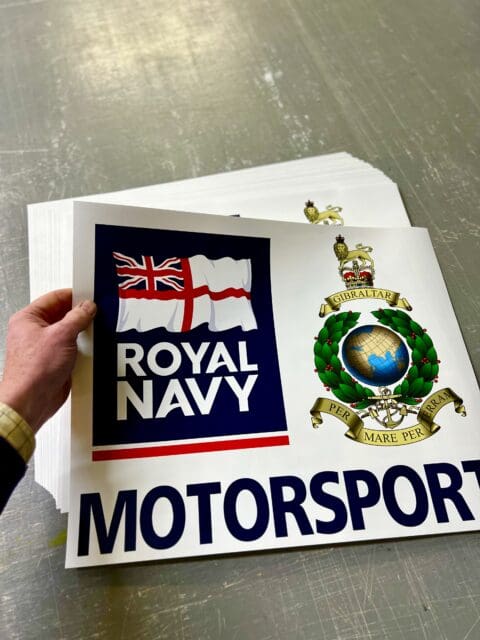 Royal Navy Motorsport sticker with strong sticker adhesive
