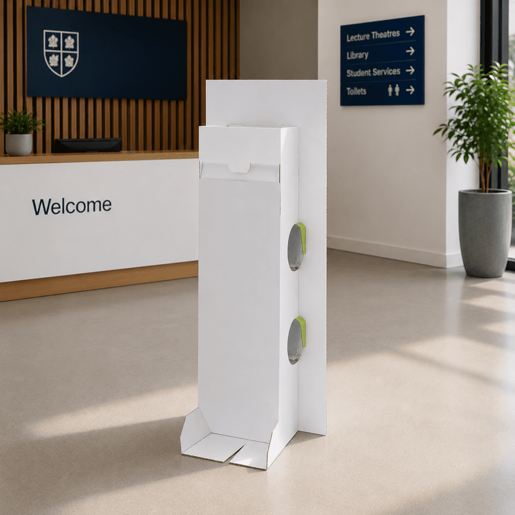 Floor standing custom printed leaflet dispensers for education settings