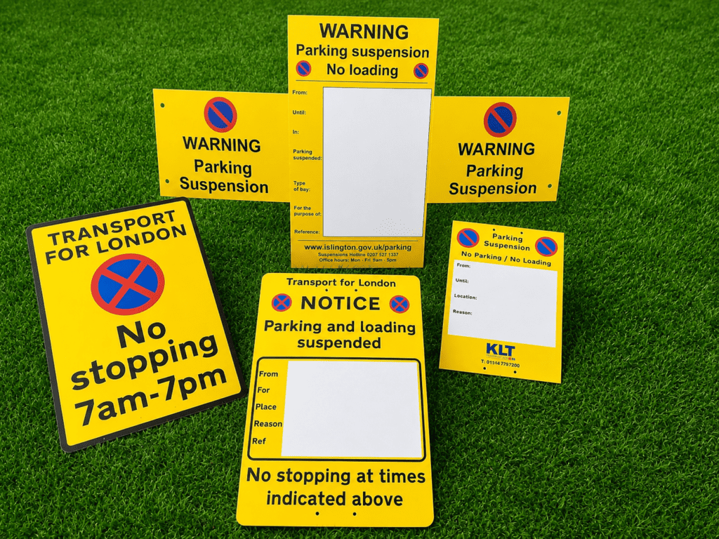 Parking suspension sign printed