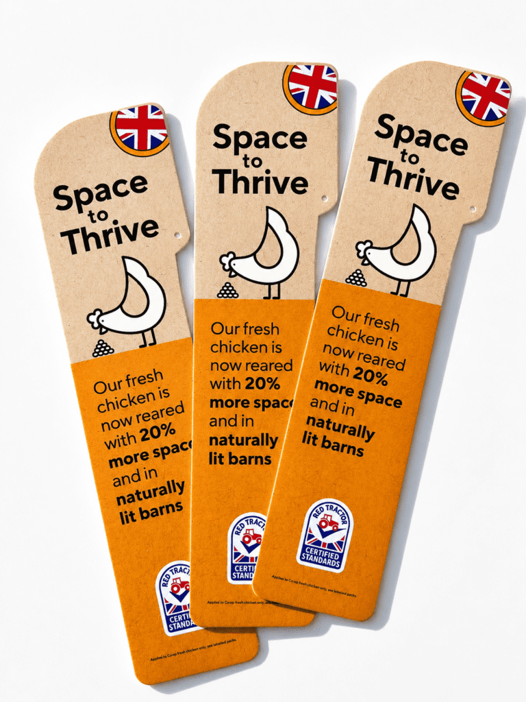 Double sided shelf edge cards